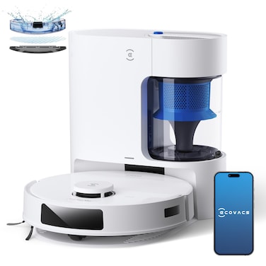 ECOVACS DEEBOT N20 PRO Plus Robot Vacuum and Mop,with Bagless Self Emptying Station, 8000Pa Suction,OZMO Pro 2.0 Vibrating Mopping System, Anti-Tangle Technology WHITE