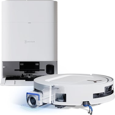 ECOVACS DEEBOT T80 OMNI Vacuum Cleaner Robot Washer, 18,000 Pa, Instant Automatic Cleaning OZMO ROLLER, ZeroTangle 3.0, Wash In Warm Water 40-75&deg;C, Hot Air Dry, White