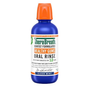 The Breath Co Healthy Gums Oral Rinse Clean Mint, Dentist Formulated Oral Rinse for 24 Hours of Plaque Control with Anti-Microbial Ingredient, Mouthwash for Bad Breath Treatment, Daily Oral Rinse