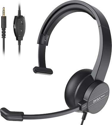 EKSA Headset with Microphone for Laptop, PC Headset with Mic Noise Cancelling, 3.5mm Cable, in-Line Volume Control &amp; Mute, Wired Computer Headphones for Office/Teams/Zooms/Home/Call Center