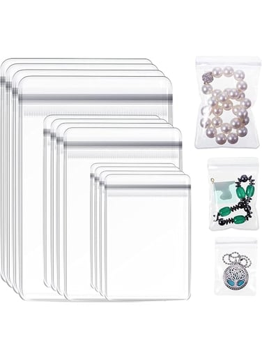 Jewelry Bag, Self Seal Plastic Zipper Bag, Clear PVC Rings Earrings Packing Storage Pouch, Jewelry Transparent Lock Bags for Holding Jewelries, 2 x 2.8 inch, 2.8 x 4 inch, 3.5 x 5 inch (80Pieces)