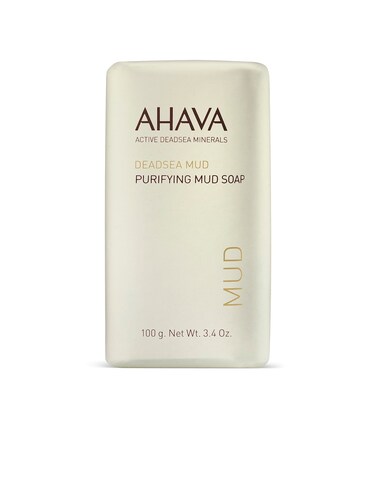 AHAVAPurifying Dead Sea Mud Soap - Face &amp; Body Cleansing Bar to Purify the Skin, Enriched with Exclusive Mineral Blend of Dead Sea Osmoter and Dead Sea Mud, 3.4 Oz, (Packaging May Vary)