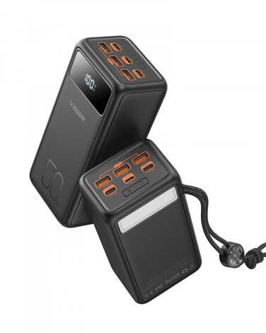 50000mAh Power Bank, 22.5w PD/QC3.0 Portable Charger High Capacity Fast Charging USB C Battery Pack with Cables &amp; LED Display and 3 gear Strong Flashlights &amp; Compass for Outdoors