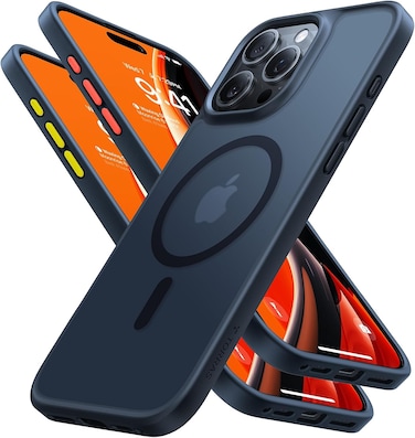 توراس غطاء مغناطيسي مقاوم للصدمات لهاتف iPhone 16 Pro، مغناطيس قوي 18N، حماية عسكرية بطول 12 قدمًا، MagSafe، غطاء رفيع شفاف غير لامع، سلسلة Guardian المغناطيسية، أسود