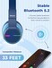 iClever Bluetooth Kids Headphones, BTH12 Colorful LED Lights Kids Wireless Headphones Over Ear with 74/85dBA Safe Volume, 85H Playtime, Bluetooth 5.2, Built-in Mic for iPad/School/Tablet/PC/Game
