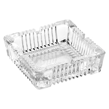 Cuisine Art Soda-Lime Glass 3 Inch Square Glass Ashtray Transparent   Heavy Clear Glass Ash Tray for Home Office Hotel Caf&eacute;   Durable Tabletop Smoking Accessory