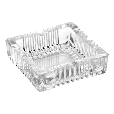 Cuisine Art Soda-Lime Glass 4 Inch Square Glass Ashtray Transparent   Heavy Clear Glass Ash Tray for Home Office Hotel Caf&eacute;   Durable Tabletop Smoking Accessory