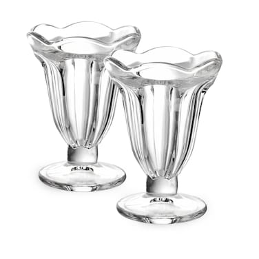 Cuisine Art Soda-Lime Glass Ice Cream Sundae Cup 190ml Set of 2   Transparent Dessert Glasses for Ice Cream Falooda Milkshake   Clear Serving Cups for Home &amp; Caf&eacute;