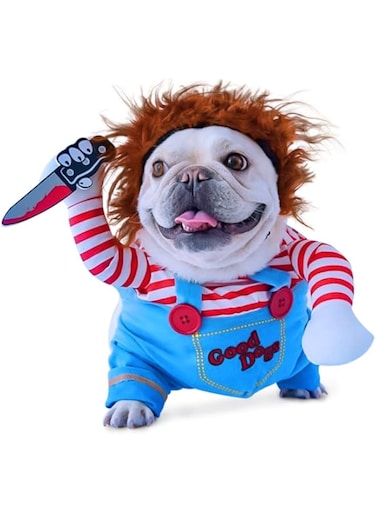 Kawasalle Deadly Doll Dog Costumes, Cute Pet Cosplay Funny Costume Clothes for Puppy Medium Large Dogs Halloween Dress-up Party