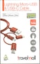Travelmall 3-in-1 USB A to Lightning, Micro-USB and USB-C Intelligent Cable 1m Red SW11001RD