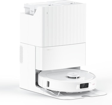 Roborock Qrevo MaxV Robot Vacuum, 7000Pa Suction, Auto Tank Refilling, Auto Dust Emptying, Double Spinning Mop, Reactive Tech Obstacle Avoidance, White