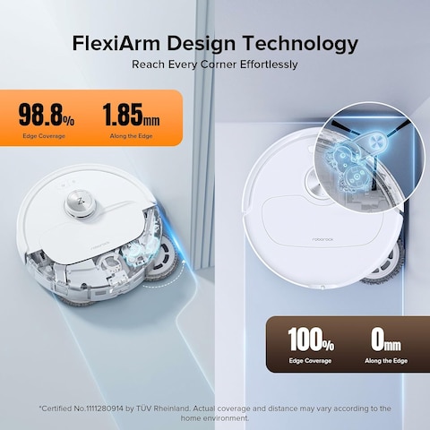 Roborock Qrevo Master Robot Vacuum, 10000Pa Suction, Multifunctional Dock 3.0, Hot Water Mop Washing&amp;Warm Air Drying, Dual Spinning Mops, Video Call &amp; Cruise, FlexiArm Side Brush&amp;Mop, White