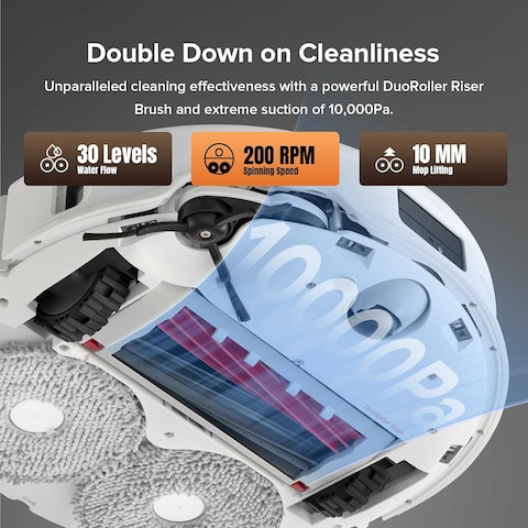 Roborock Qrevo Master Robot Vacuum, 10000Pa Suction, Multifunctional Dock 3.0, Hot Water Mop Washing&amp;Warm Air Drying, Dual Spinning Mops, Video Call &amp; Cruise, FlexiArm Side Brush&amp;Mop, White