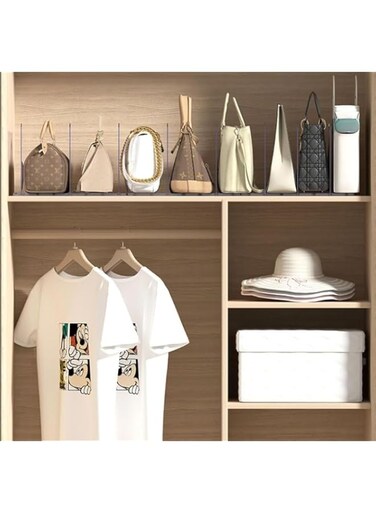 LQZHBDWZ Tote Bag Organizer, Clear Bag Organizer, Acrylic Bag Display Rack, Adjustable Shelf Divider, Kitchen Pantry, Cabinets, Wardrobe (2-Pack:8 Dividers)