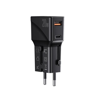 Yesido MC-17 QC3.0 + PD 20W Dual Port Global Universal Travel Charger(Black)