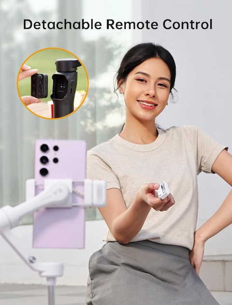 hohem iSteady V3 Gimbal Stabilizer for Smartphone, AI Tracker Fill Light,Detached Remote,Built-in Tripod Extension Rod,2024 Upgraded 3-Axis Phone Gimbal Foldable Stabilizer for iPhone Android(Black)
