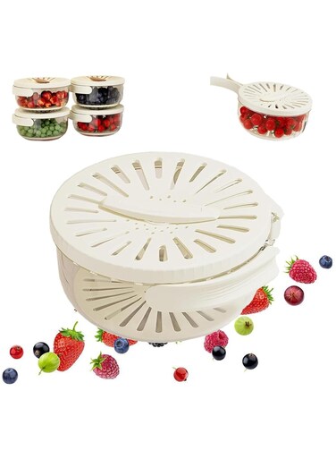 Drain Basket New Multifunctional Fruit and Vegetable Washing ,Portable Refrigerator Fresh-Keeping Storage Box with Cover, Thick Double-Layer Washing Basin with Handle for Picnic