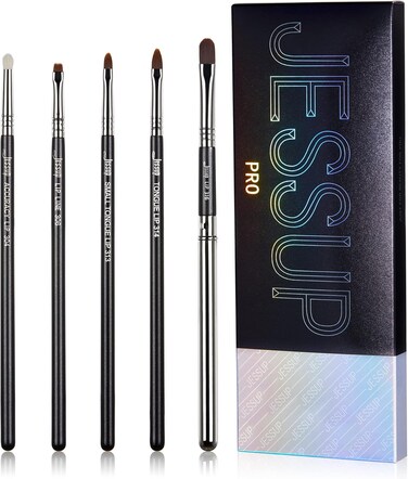 Jessup Lip Brush Set 5Pcs Professional Makeup Brushes Set Premium Black T325