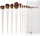 Jessup Vegan Makeup Brushes Set Professional Eco-friendly Synthetic Powder Foundation Highlight Concealer Eyeshadow Blending Eyebrow Liner Spoolie Brush Set Light Grey 14pcs T329
