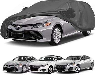 SUV Car Cover Custom Fit, Windproof Upgraded &amp; 100% Waterproof. Cover Rain Sun Snow Protector (Fit Toyota Camry/Camry Solara, Accord, Altima)