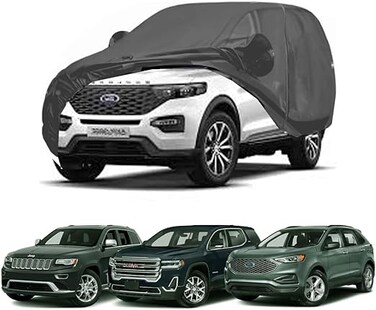 SUV Car Cover Custom FitWindproof Upgraded &amp; 100% Waterproof. Cover Rain Sun Snow Protector (Fit Ford Explorer/Edge, Cherokee, GMC Acadia,)
