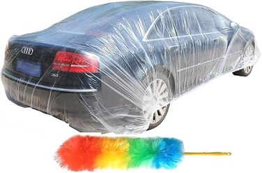 Clear Plastic Car Cover with Elastic Band &ndash; Disposable Auto Cover, Universal Fit (22 x 12 ft) &ndash; Fits SUV 4x4 &amp; Medium-Size SUVs &ndash; Transparent