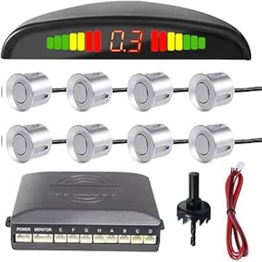 Car Reverse Parking Radar System with 8 Parking Sensors Distance Detection + LED Distance Display + Sound Warning