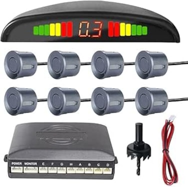Car Reverse Parking Radar System with 8 Parking Sensors Distance Detection + LED Distance Display + Sound Warning
