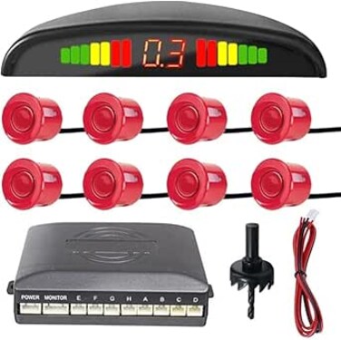 Car Reverse Parking Radar System with 8 Parking Sensors Distance Detection + LED Distance Display + Sound Warning