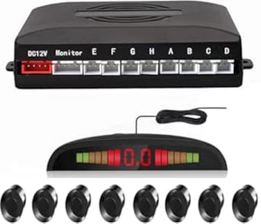 Car Reverse Parking Radar System with 8 Parking Sensors Distance Detection + LED Distance Display + Sound Warning