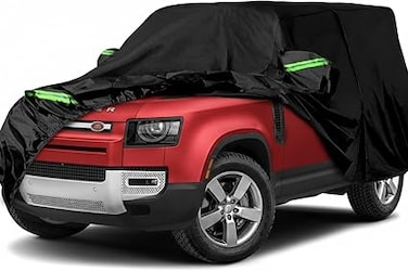 Waterproof Car Cover Replace for 2020-2025 Land Rover Defender 90 2-Door, 6 Layers All Weather Defender 90 Car Covers with Zipper Door for Snow Rain Dust Hail Protection