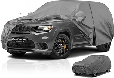 Layers SUV Car Cover Custom Fit for Jeep Grand Cherokee (2010-2023) Waterproof All Weather for Automobiles, Outdoor Full Cover Rain Sun UV Protection.Silver