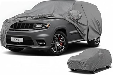 Layers SUV Car Cover Waterproof All Weather for Automobiles, Outdoor Full Size Cover Rain Sun UV Protection with Zipper Cotton, Universal Fit for SUV (191"-200")
