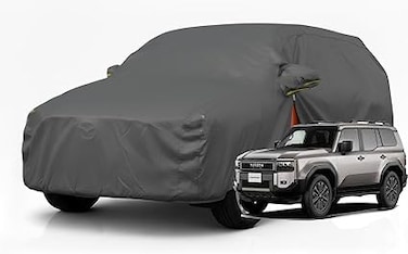 Layer Luxury SUV Car Cover for [Toyota Land Cruiser] 250 Series Prado Waterproof, Windproof, UV Protection, All-Weather Outdoor/Indoor Fit with Zipper Door