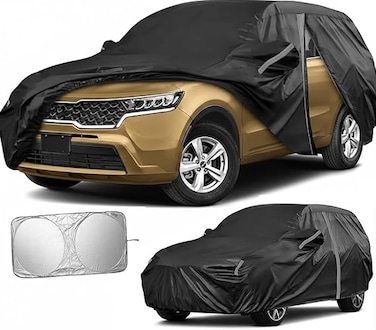 Car Cover for Automobiles All Weather Waterproof, Custom Fit for Kia Sorento(KX7) 2016-2025 Car Cover, SUV Hail Cover with Reflective Strip/Door Zipper,