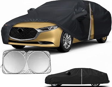 Fit Mazda 3 Sedan Car Cover 2004-2025, Custom-fit Outdoor/Indoor Waterproof All Weather Car Cover with Zipper Door