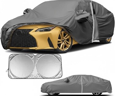 Car Covers for 2013-2025 Nissan Altima, 2006-2025 Hyundai Sonata, All Weather Outdoor Full Cover with Zipper Door &amp; Windproof Bands for Sun UV Rain Dust