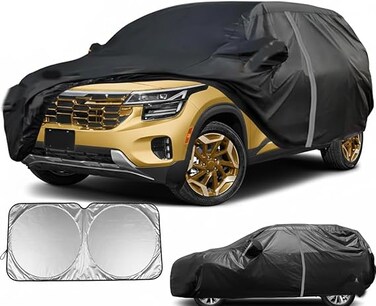 SUV Car Cover Custom Fit for Kia Seltos 2021-2025, Waterproof All Weather Outdoor SUV Car Covers with Zipper Door,