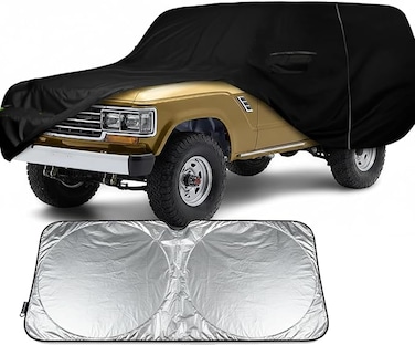Waterproof Car Cover Replace for 1980-1992 Toyota Land Cruiser FJ60/FJ62 210T All Weather Classic Car Covers with Zipper Door for Snow Rain Dust Protection With Sunsheild