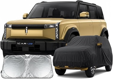 Waterproof Car Cover Replace for Chery iCar 03 Layers All Weather Car Covers with Zipper Door for Snow Rain Dust Hail Protection With Sun Sheild