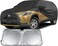 Waterproof Car Cover Compatible with Toyota Corolla Cross Accessories 2022-2024, Black 210T Inside Cotton Cover with Door Zippers for Snow Rain Dust Outdoor Protection with sund sheild