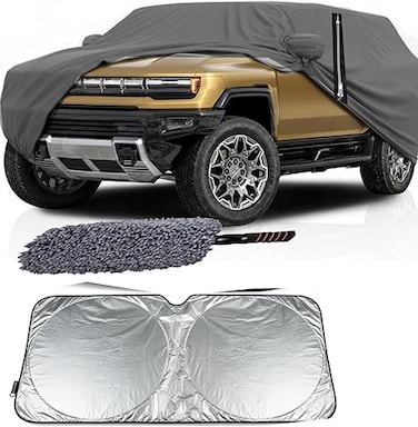 Waterproof Car Cover All-Weather, Car Body Cover Snow, Dust. Heavy Rain, Wind Hail, Snow, UV Protection Custom Fit (HUMMER H1 CAR COVER 1992-2006) Cleaning Duster &amp; SunSheild