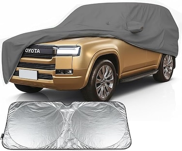 Waterproof Luxury Car Covers coustom fit for for Toyota Prado 250 Series (2023&ndash;2025), All Weather Car Cover with Zipper Door for UV Snow Rain Dust Hail Protection（Gray）