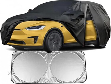 UV Car Cover Custom Fit for Tesla Model X 2016-2025, Full Car Cover Waterproof All Weather for Automobiles, Outdoor Sun Rain UV Snow Dust Protection, with Driver Door Zipper
