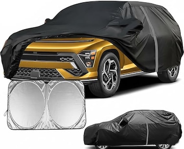 SUV Car Cover Custom Fit for Hyundai Kona (2018-2025), Waterproof All Weather Outdoor SUV Car Covers with Zipper Door, Windproof Band