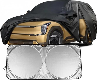 SUV Car Cover Custom Fit for Kia EV9 (2024-2025), Full Car Cover Waterproof All Weather for Automobiles, Outdoor Sun Rain UV Snow Dust Protection, with Driver Door Zipper