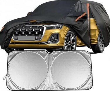 SUV Car Cover Custom Fit for Audi Q7 2007-2025, Full Car Cover Waterproof All Weather for Automobiles, Outdoor Sun Rain UV Snow Dust Protection, with Driver Door Zipper