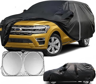 Waterproof SUV Car Cover Custom Fit for Ford Expedition 2002-2024, All Weather Outdoor SUV Car Cover with Zipper Door, Windproof Band