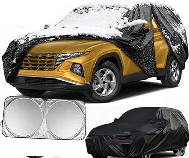 Cover for Hyundai Tucson, Mazda CX5, Kia Sportage, Cadillac XT4, Custom Fit Thickened SUV Cover, Snow Hail Dust Sun Protection Winter Outdoor Car Cover with Door Zipper