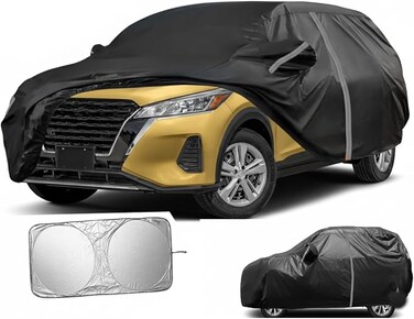 SUV Car Cover Custom Fit for Nissan Kicks 2016-2025, Waterproof All Weather Outdoor SUV Car Covers with Zipper Door, Windproof Band and Reflective Strip for Snow Rain Dust Sun UV Protection